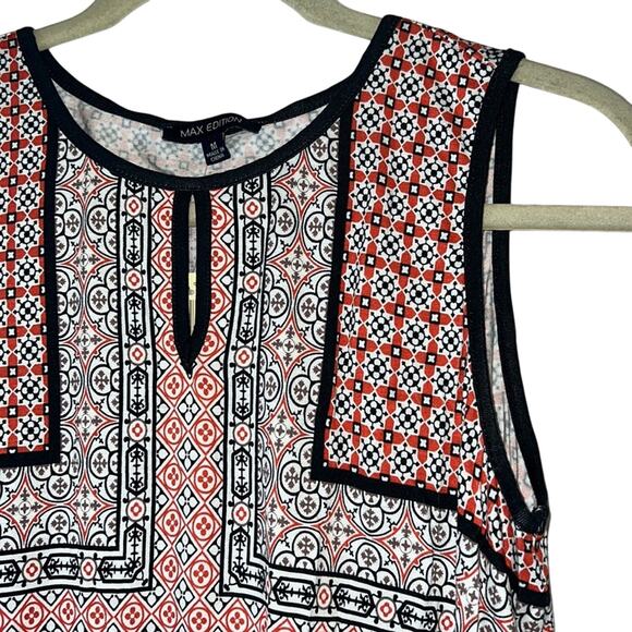 Max Edition Ladies Black, White, & Orange Geometric Pattern Sleeveless Tank, M - Picture 2 of 4